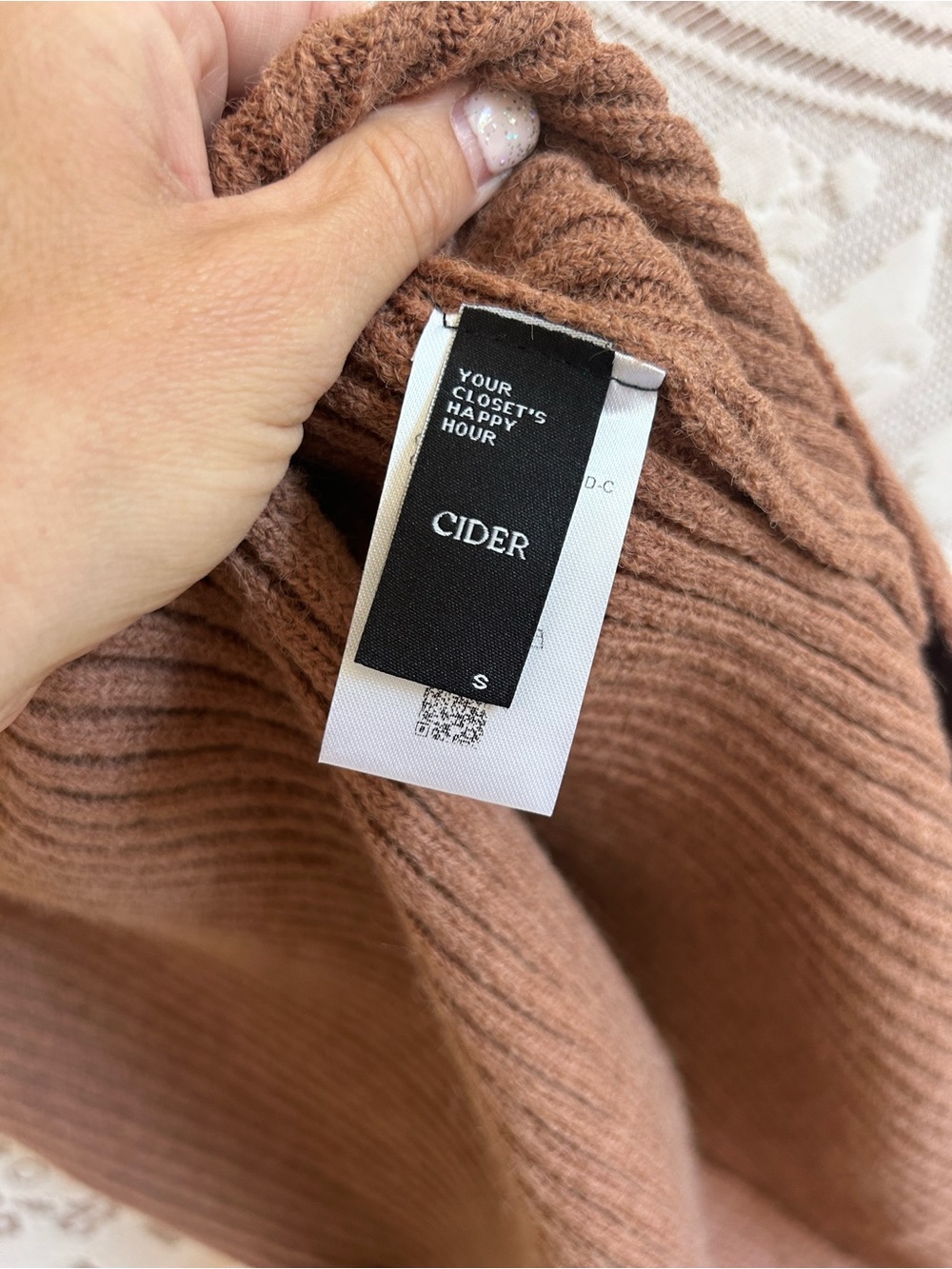 Cider Ribbed Knit Slip midi sweater Dress - Brown small - Picture 3 of 4